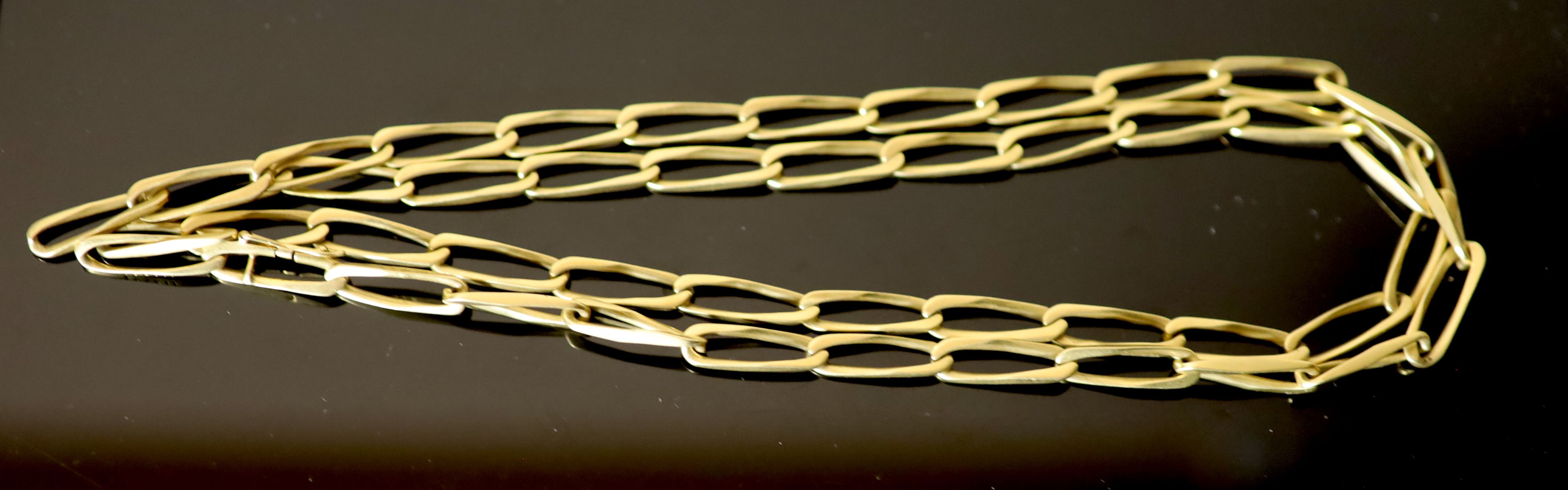 A mid 20th century? French 18ct gold Cartier elongated chain link necklace,